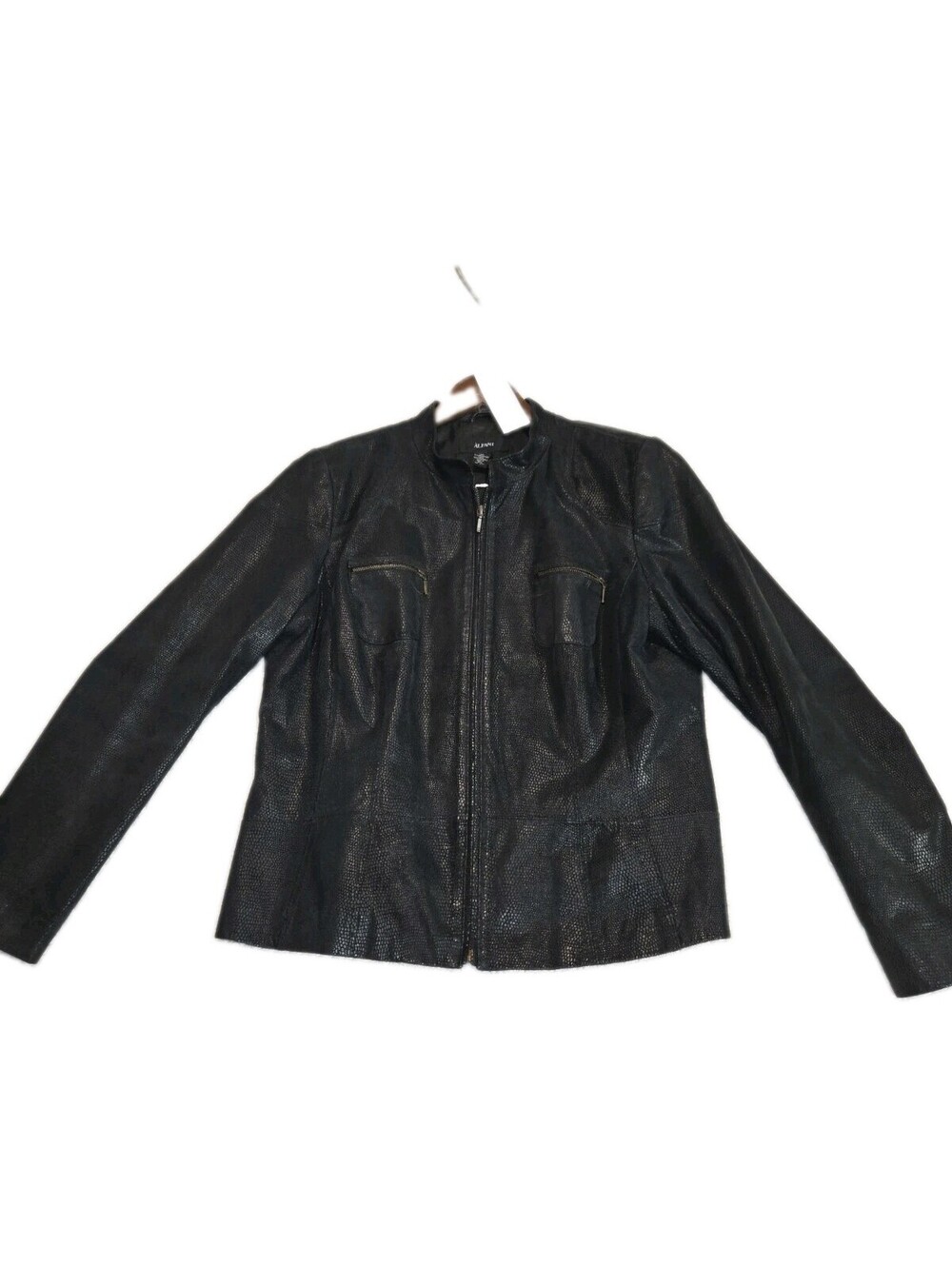 Alfani Women’s Jacket XL Snake Embossed Genuine Leather Full Zip Steampunk Goth